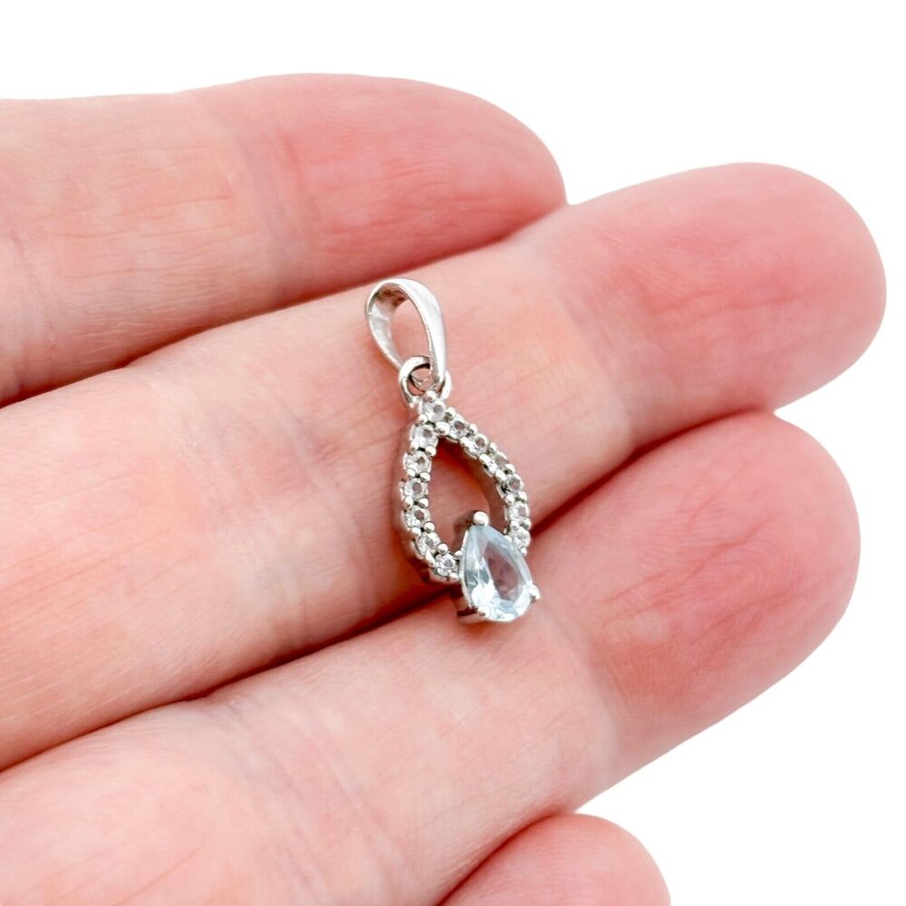 Vintage Sterling Silver 925 Teardrop Topaz Pendant